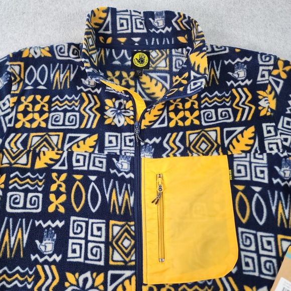 Body Glove Full-Zip Fleece Jacket Mens Size‎ Large Blue Yellow Pocket Sweatshirt - Picture 3 of 16